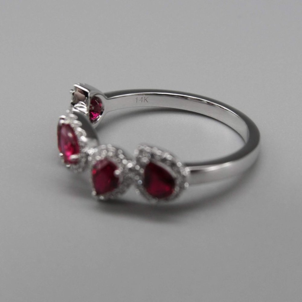 NEW! Ruby and Diamond Ring 14k White Gold size 7 - Picture 5 of 5